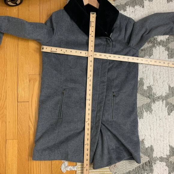 Tobi Anabel Wool Blend Coat Jacket Poncho Side Asymmetrical Zip Grey Black S - Picture 8 of 8